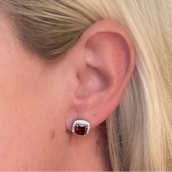 Green Gemstone and Diamond Stud Earrings New NWT - Picture 5 of 6